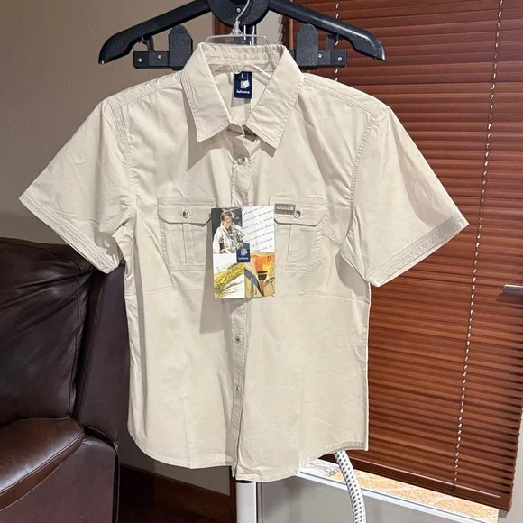 lafuma Outdoor Women's Short Sleeve Button-Up Shirt - Beige - Picture 1 of 8